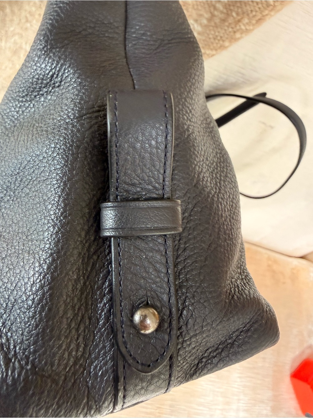 Coach Lenox F59325 Pebbled Leather Satchel Midnight Blue gunmetal hardware - Picture 6 of 11